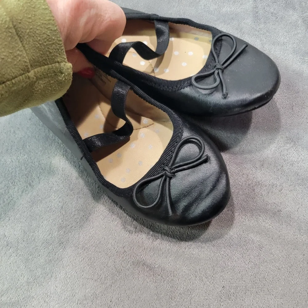 Cat and Jack Toddler Girls Black Ballet Flats Mary‎ Jane Shoes Size 10